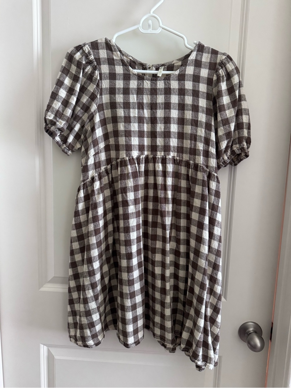 Rylee + Cru Women’s Brown and White Gingham mini Dress